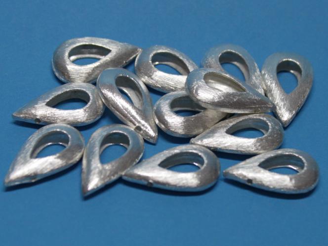 Tropfen, offen, ca. 22 x 12 x 5 mm, geb., Kupfer versilbert 