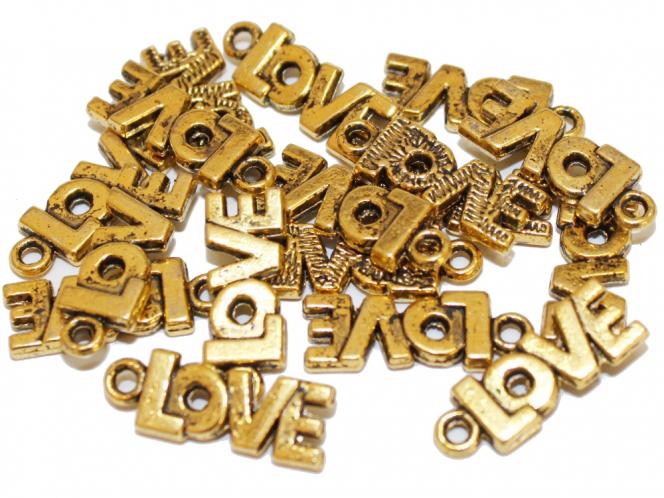 Love Schriftzug, ca. 21 x 8 mm, goldf., 10 Stück 