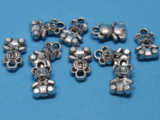 Bärchen, Mini-Bär Charm, ca 11 x 7 mm, 10 Stück 