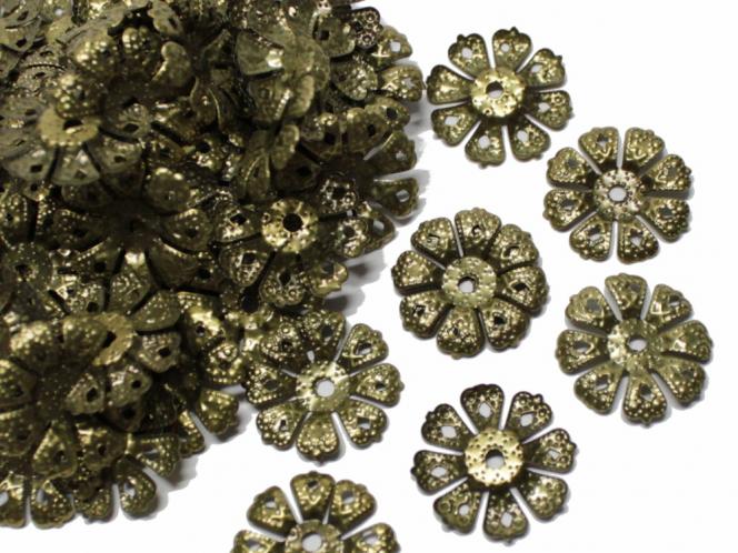 Filigrane Perlenkappen, bronzefarben, ca. 20 mm, 20 Stück 