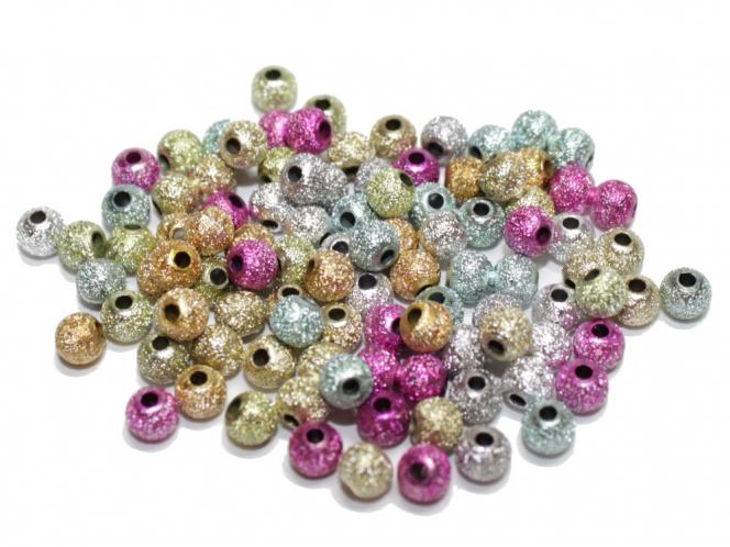 Stardust Perlen, ca. 4 mm, bunt, Acryl, 100 Stück 