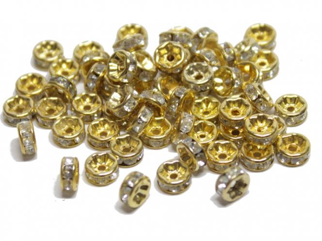 Strassrondell, rund, ca. 4 mm, goldfarben, 10 Stück 