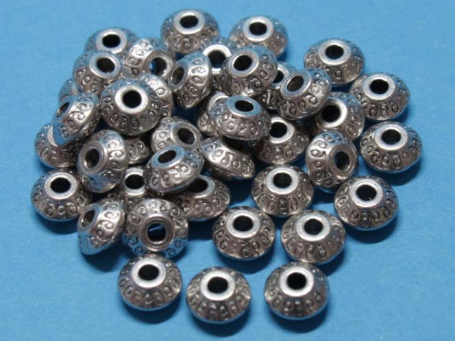 Spacer Ufo, verziert, ca. 7 x 4,5 mm, 50 Stück 